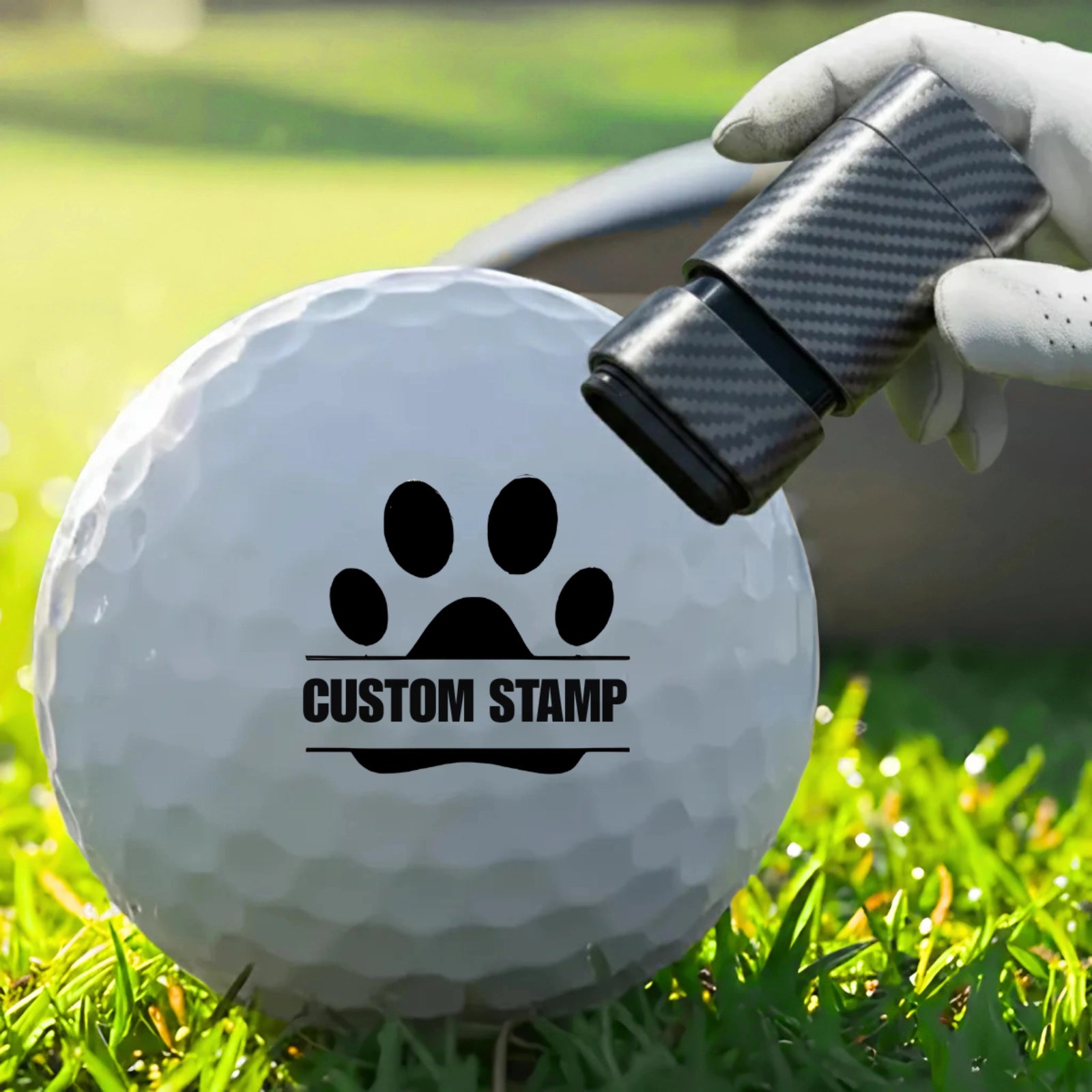 Personalized Paw Print Split-Text Golf Stamp