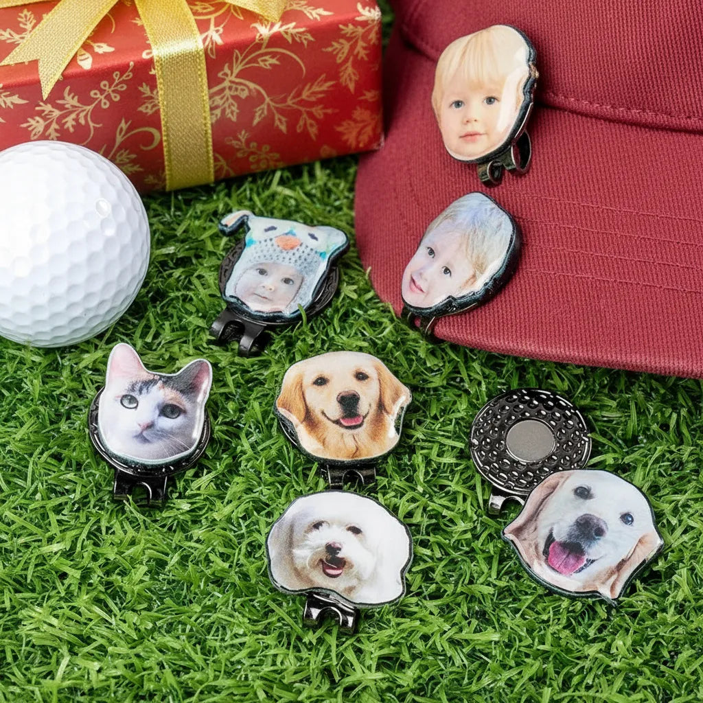 Custom Golf Hat Clip with Magnetic Ball Marker (Photo, Logo & Monogram)