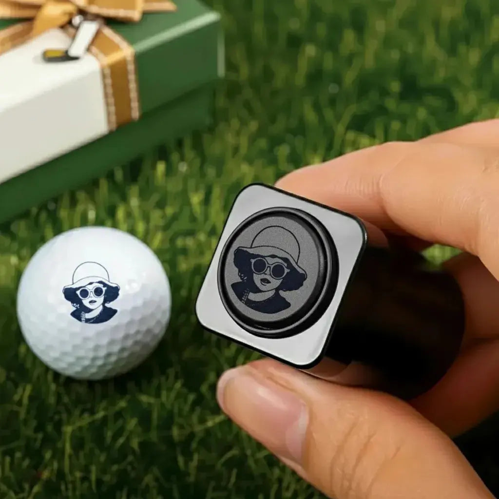 Custom face golf ball stamp. Personalized portrait marker stamped on a golf ball. Funny golf accessory.