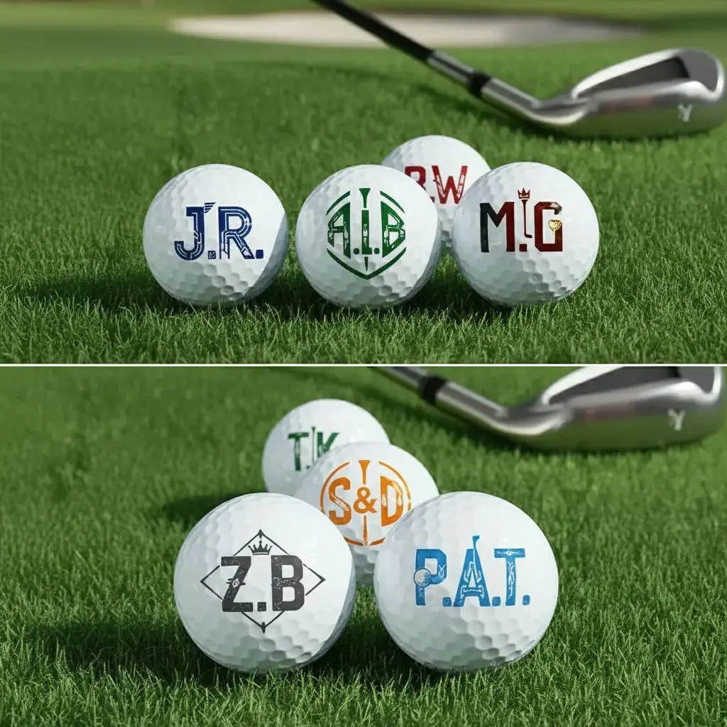Stamping initials on a golf ball. Easy to use personalized golf ball marker for quick identification.