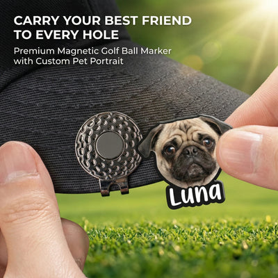 Custom Golf Hat Clip with Magnetic Ball Marker (Photo, Logo & Monogram)