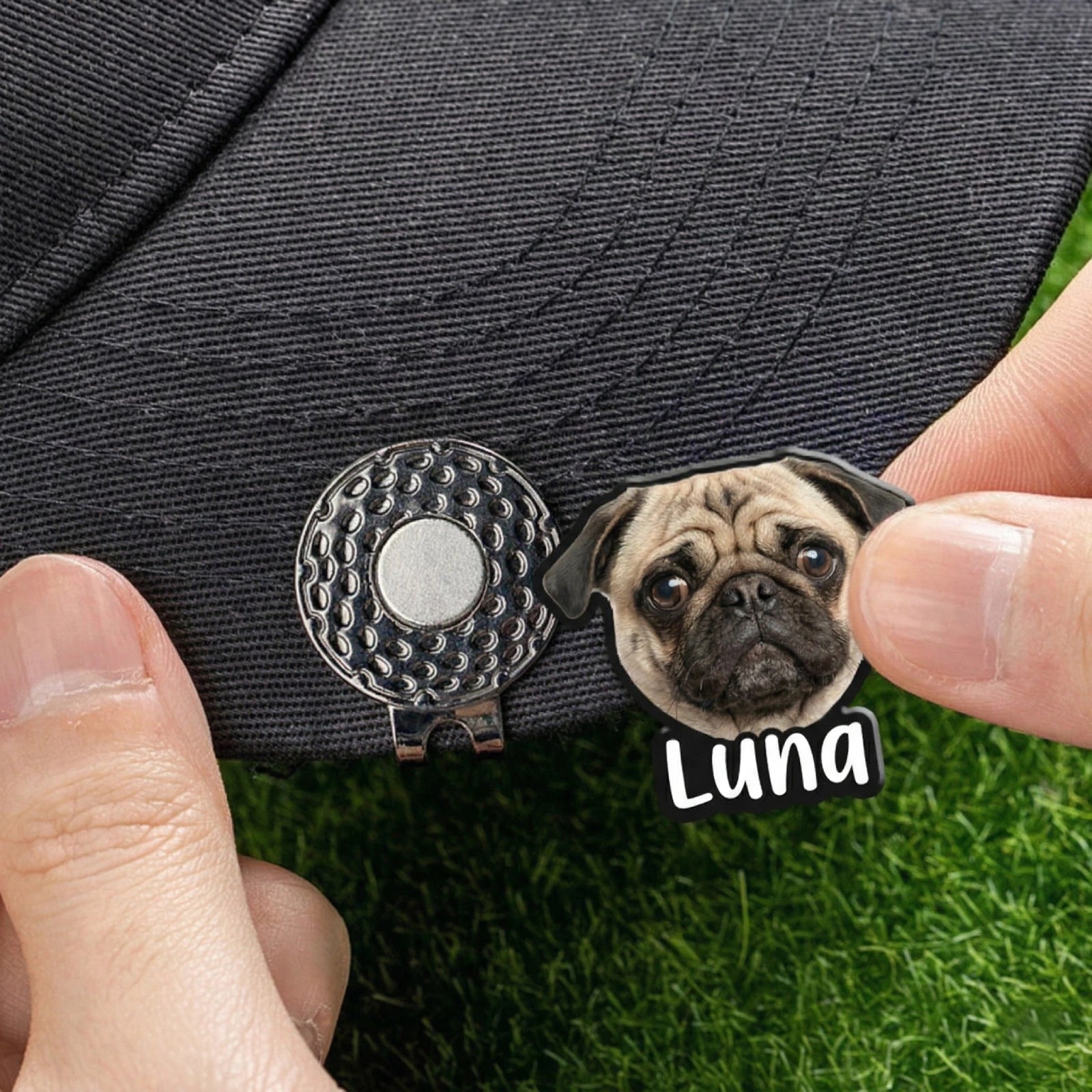 Custom Golf Hat Clip with Magnetic Ball Marker (Photo, Logo & Monogram)